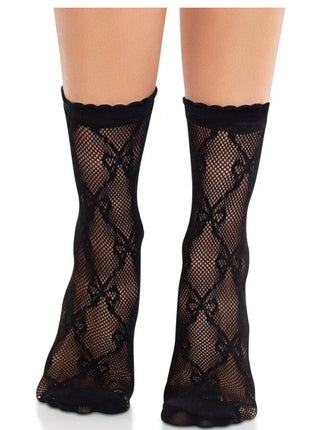 LEG AVENUE – SCHWARZE SPITZENSOCKEN MIT SCHLEIFE
