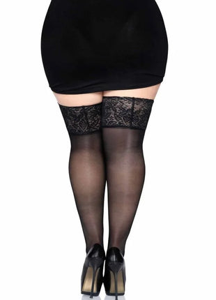 LEG AVENUE - SCHWARZE STRÜMPFE MIT BREITER SPITZE EINE GRÖSSE