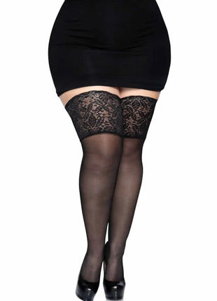 LEG AVENUE - SCHWARZE STRÜMPFE MIT BREITER SPITZE EINE GRÖSSE