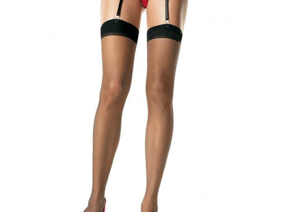 Leg avenue schwarze strumpfhose mit rotem und schwarzem spitzenstrumpfhalter und passenden oberschenkelstrümpfen
