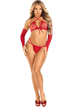 LEG AVENUE - SET 3-TEILIG: OBERTEIL + TANGA + RMEL - BH & Slip