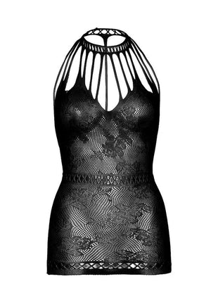 LEG AVENUE - SPITZEN-MINIKLEID MIT AUSSCHNITT EINE GRÖSSE - SCHWARZ - Bodystocking