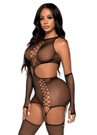 LEG AVENUE - GARTER-KLEID MIT HANDSCHUHEN EINE GRÖSSE - Strumpfband Set