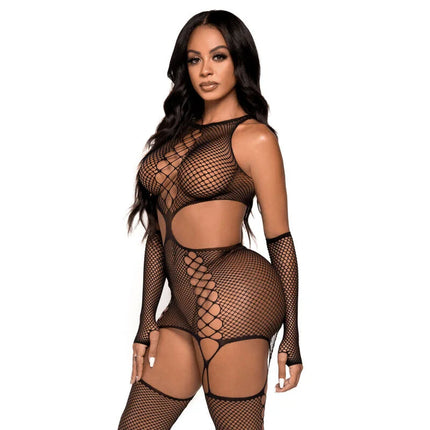LEG AVENUE - GARTER-KLEID MIT HANDSCHUHEN EINE GRÖSSE - Strumpfband Set