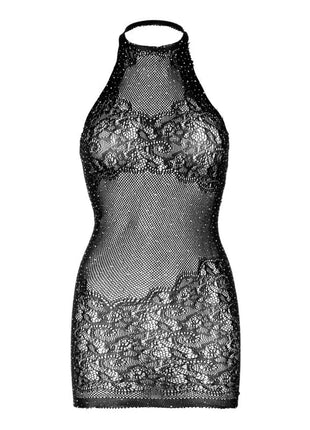 LEG AVENUE - STRASS NECKHOLDER-MINIKLEID EINHEITSGRößE- SCHWARZ
