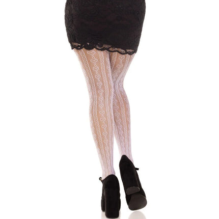 Weiße strumpfe von leg avenue mit herzen schleifen aus zarter spitze und durchsichtigem design