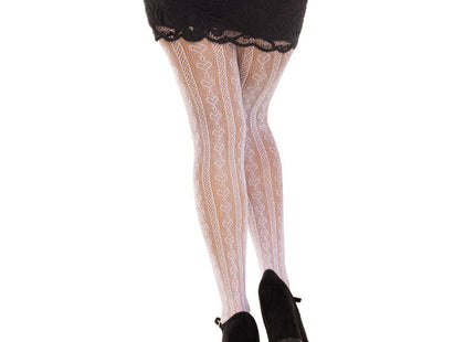 Weiße strumpfe von leg avenue mit herzen schleifen aus zarter spitze und durchsichtigem design