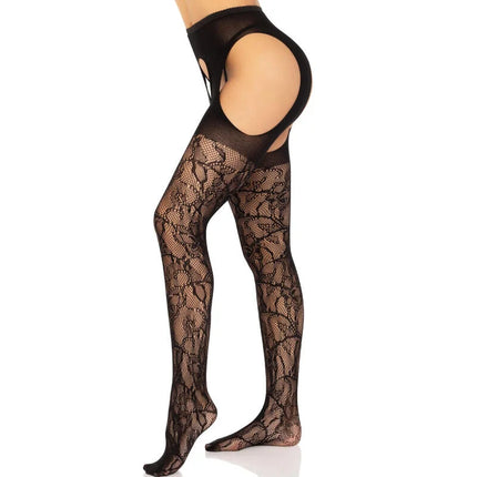 LEG AVENUE - STRUMPFSTRÜMPFE AUS SPITZE SCHWARZ - Strapsstrümpfe