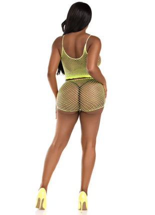 LEG AVENUE - T-SHIRT & HOSEN SET NETZ SCHWARZ - BH & Slip