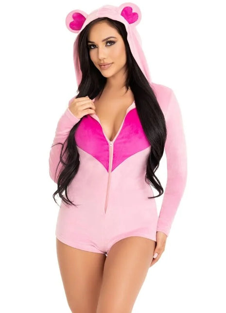 LEG AVENUE - TEDDYBÄR-SAMT-BODYS ROSA M