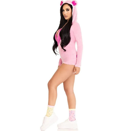 LEG AVENUE - TEDDYBÄR-SAMT-BODYS ROSA M