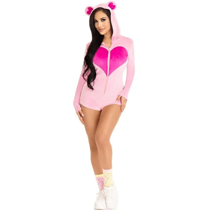 LEG AVENUE - TEDDYBÄR-SAMT-BODYS ROSA S