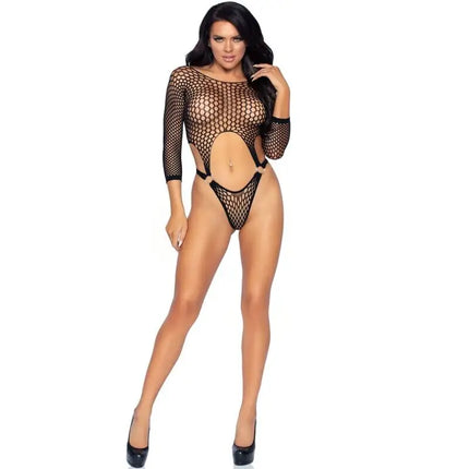 LEG AVENUE - TOP-BODYSUIT MIT TANGA-RÜCKEN EINE GRÖSSE - SCHWARZ - Bodys