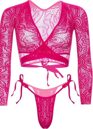LEG AVENUE - TOP CROP SPITZE MIT TANGA - BH & Slip