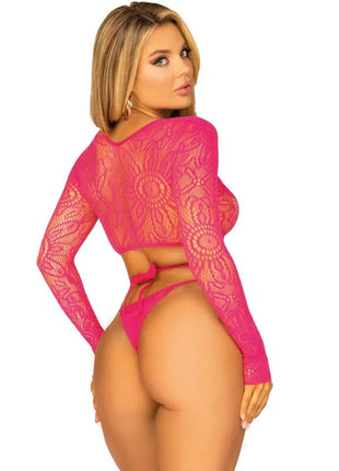 LEG AVENUE - TOP CROP SPITZE MIT TANGA - BH & Slip