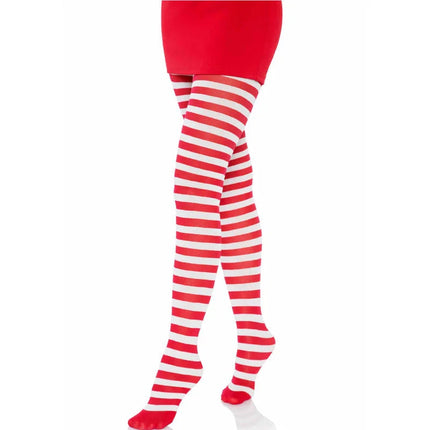 LEG AVENUE - WEISS/ROT GESTREIFTE STRUMPFHOSEN - Kostüme