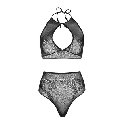 LEG AVENUE - ZWEITEILIGES SET NECKHOLDER-CROP-TOP UND TANGA-HöSCHEN EINHEITSGRößE - BH & Slip