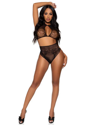 LEG AVENUE - ZWEITEILIGES SET NECKHOLDER-CROP-TOP UND TANGA-HöSCHEN EINHEITSGRößE - BH & Slip