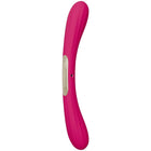 Ein eleganter, pinkfarbener lelo boomerang doppelender vibrator mit glatter glänzender oberfläche und beigem bedienfeld
