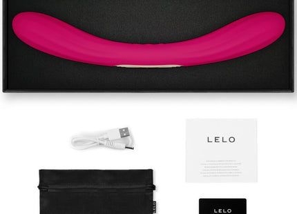 Lello boomerang doppelender vibrator kirsch in lebhaftem pink mit gebogener form und glatter silikonoberfläche