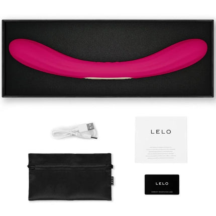 Lello boomerang doppelender vibrator kirsch in lebhaftem pink mit gebogener form und glatter silikonoberfläche