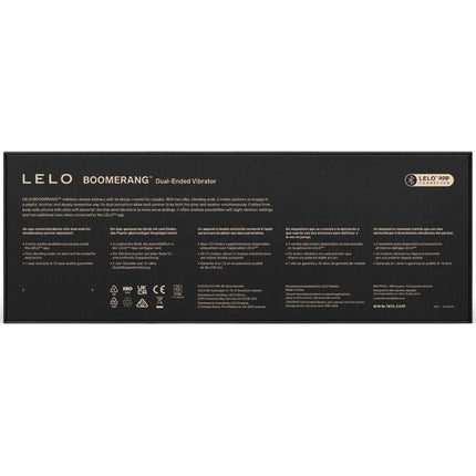 Schwarze rechteckige verpackung für lelo boomerang doppelender vibrator in korallenrot