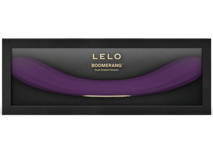 Lelos boomerang doppelender vibrator lila in schwarzer verpackung für vielseitigen gebrauch