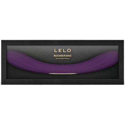 Lelos boomerang doppelender vibrator lila in schwarzer verpackung für vielseitigen gebrauch