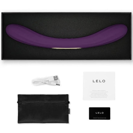 Lelo boomerang doppelender vibrator lila aus glattem silikon mit gebogener form für vielseitigen genuss