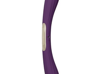 Lelo boomerang doppellender vibrator lila aus silikon mit beigem kreisförmigem bedienfeld und gebogener form