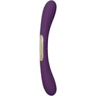 Lelo boomerang doppellender vibrator lila aus silikon mit beigem kreisförmigem bedienfeld und gebogener form