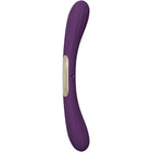 Lelo boomerang doppellender vibrator lila aus silikon mit beigem kreisförmigem bedienfeld und gebogener form