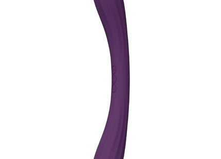 Lello boomerang doppelender vibrator lila mit gebogenem silikon und ergonomischem design, leichte strukturierte griffzone