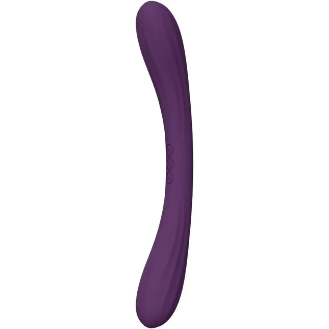 Lello boomerang doppelender vibrator lila mit gebogenem silikon und ergonomischem design, leichte strukturierte griffzone