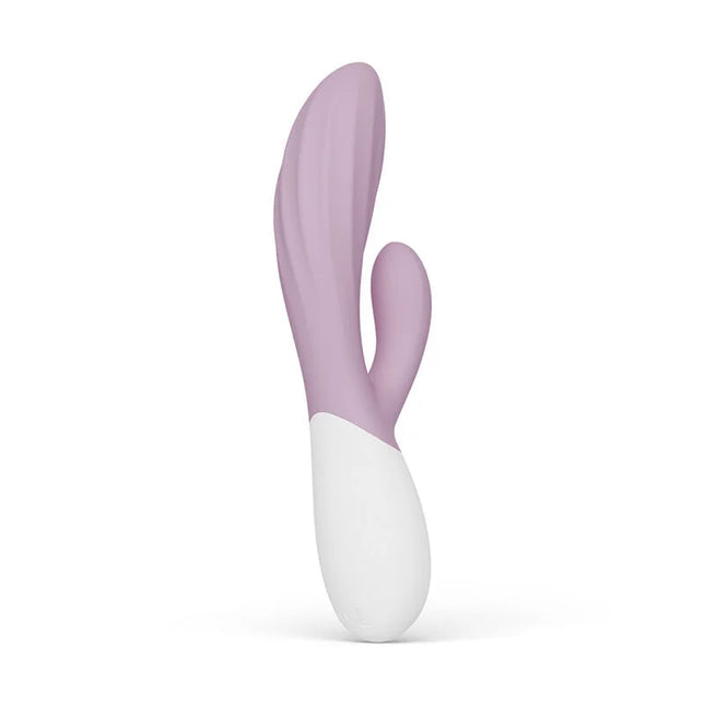 Leelo ina twist doppelvibrator aus silikon in lavendel und weiß für g punkt und klitoris mit app steuerbare erlebnisse