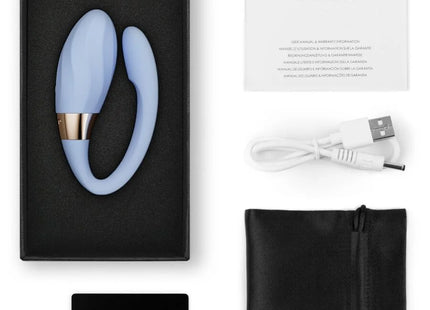 Lello tiani twist couples vibrator foam in hellblauem silikon mit goldfarbenem metallakzent