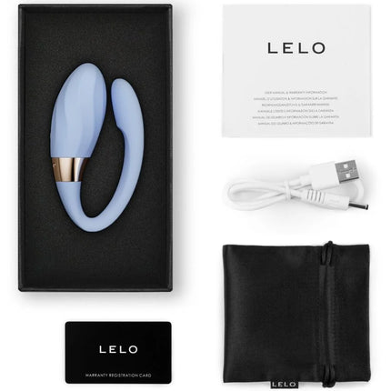 Lello tiani twist couples vibrator foam in hellblauem silikon mit goldfarbenem metallakzent
