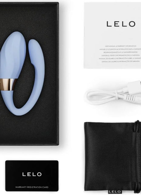 Lello tiani twist couples vibrator foam in hellblauem silikon mit goldfarbenem metallakzent