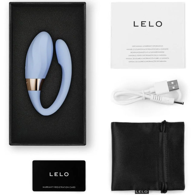 Lello tiani twist couples vibrator foam in hellblauem silikon mit goldfarbenem metallakzent