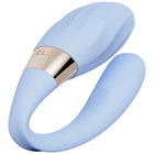 Leichtblauer silikon-tiani twist couples vibrator schaum mit goldfarbenem metallband und lelo gravur