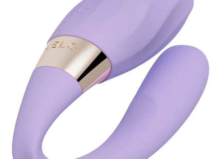 Lavender farbener silikon vibrator mit goldfarbenem metallband und markenname elo von LELO TIANI TWIST PAARVIBRATOR