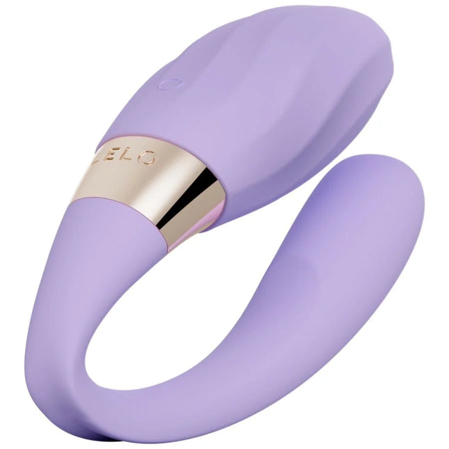 Lavender farbener silikon vibrator mit goldfarbenem metallband und markenname elo von LELO TIANI TWIST PAARVIBRATOR