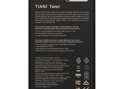 Schwarze rechteckige verpackung des lelo tiani twist paarvibrators lavendel für couples massage