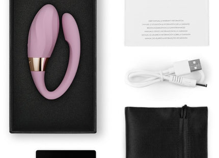 Pink lelo tiani twist paarvibrator in zartrosa mit goldfarbener akzentband aus hochwertigen materialien