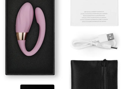 Pink lelo tiani twist paarvibrator in zartrosa mit goldfarbener akzentband aus hochwertigen materialien