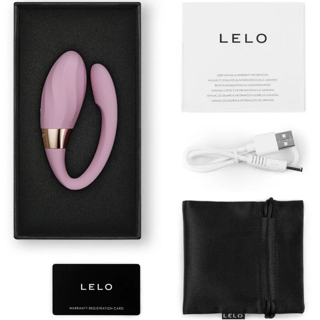 Pink lelo tiani twist paarvibrator in zartrosa mit goldfarbener akzentband aus hochwertigen materialien