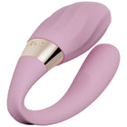 Pink silikon paarvibrator mit goldfarbenem metallband und der eingravierten marke elo von LELO TIANI TWIST