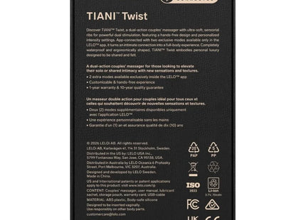 Schwarze rechteckige verpackung für lelo tiani twist paarvibrator zartrosa zur paarmassage