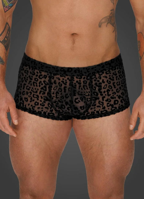 Leopard Flock Shorts H072 von Noir Handmade Aplpha Collection - S / Black - Herren-Shorts