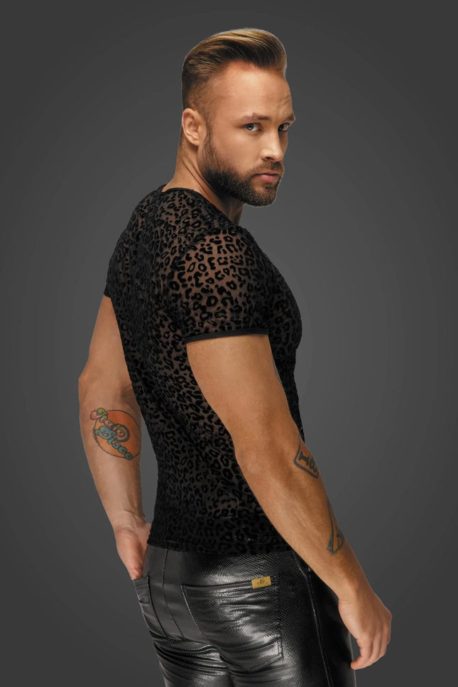 Leopard Flock T-Shirt H071 von Noir Handmade Alpha Collection - Herren-Shirt